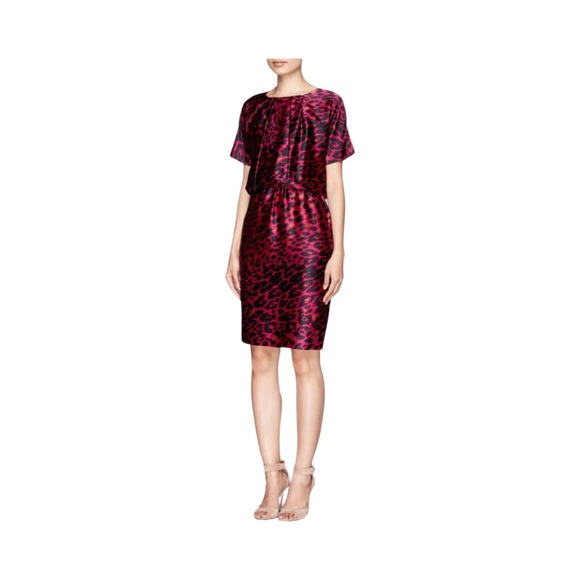 ST. JOHN Silk Raspberry Leopard Print Dress - Picture 2 of 5